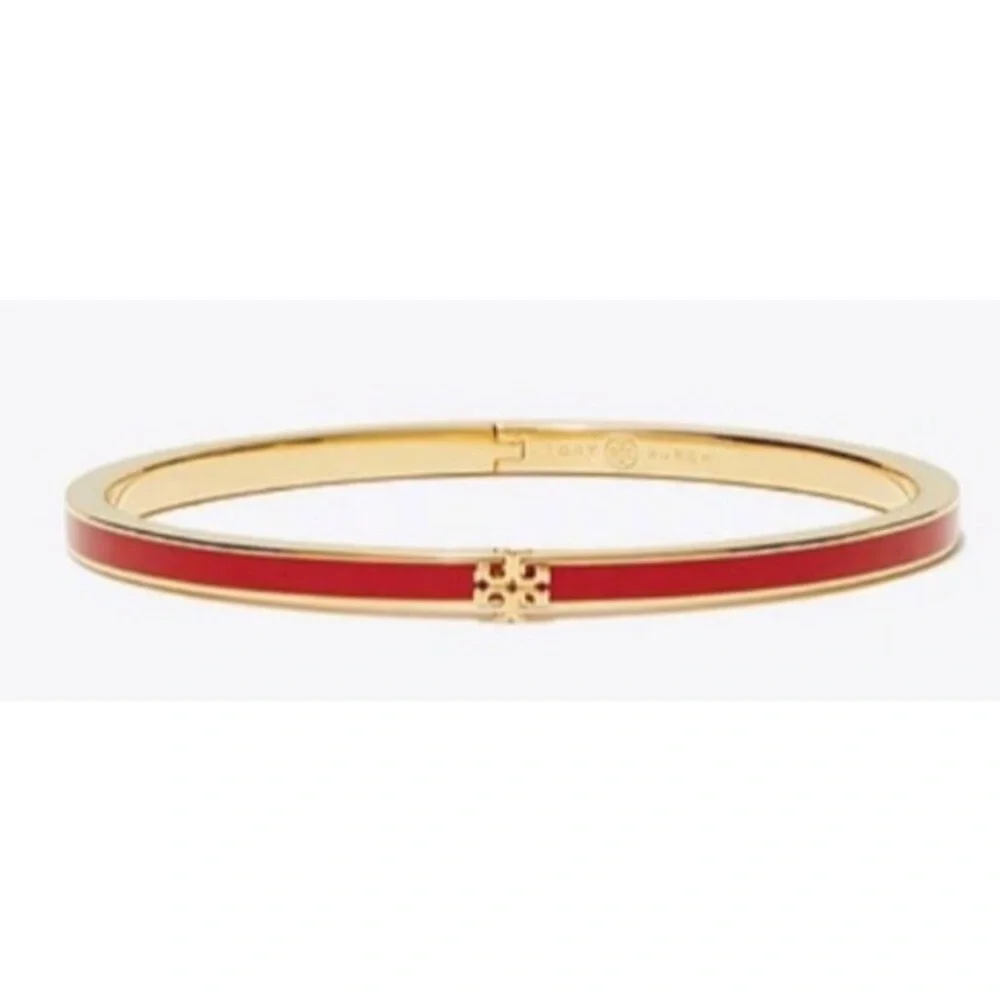 Tory Burch Red Kira Thin Bangle Bracelet - Picture 2 of 5